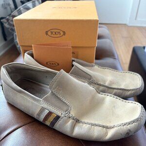 Tod's Gommini Driving Moccasin | Beige with Color Bars | Mens 8.5